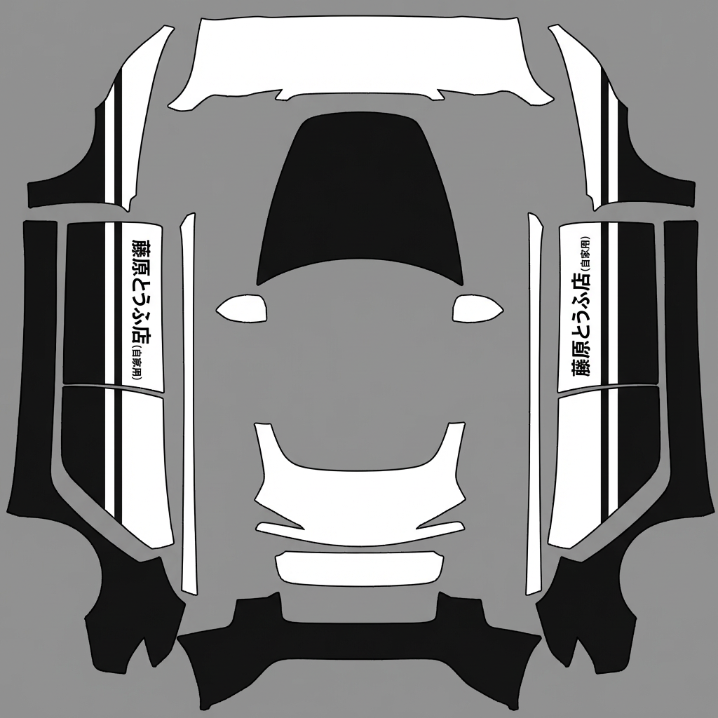 AI Design - 我要一个AE86类似的涂装，车身上白下黑，前引擎盖黑色，车身