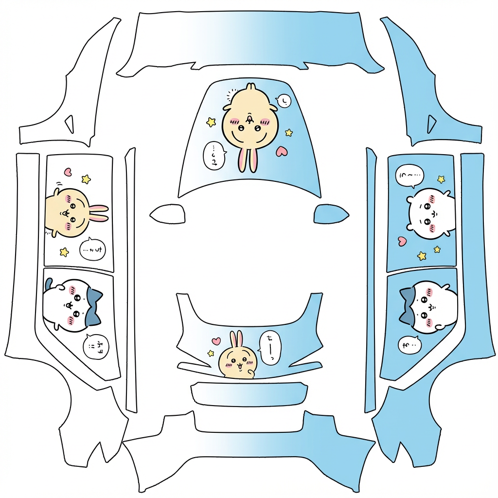 AI Design - chikawa中的乌萨奇、小八、吉伊为主题，制作痛车皮肤，背