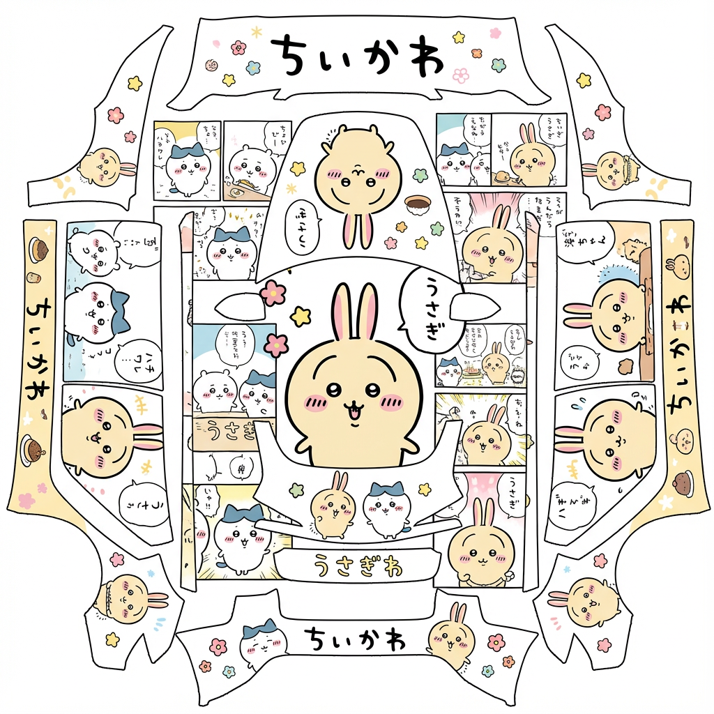 AI Design - chikawa中的小八、乌萨奇、吉伊为主题，制作痛车皮肤，乌