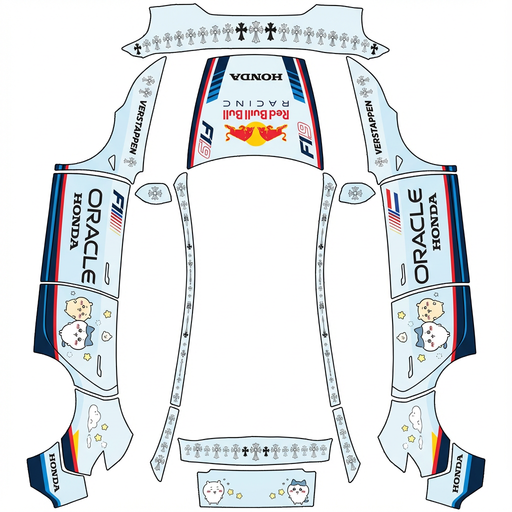 AI Design - 色调以浅色调为主，元素以f1rb19拉斯维加斯赛车（维斯塔潘