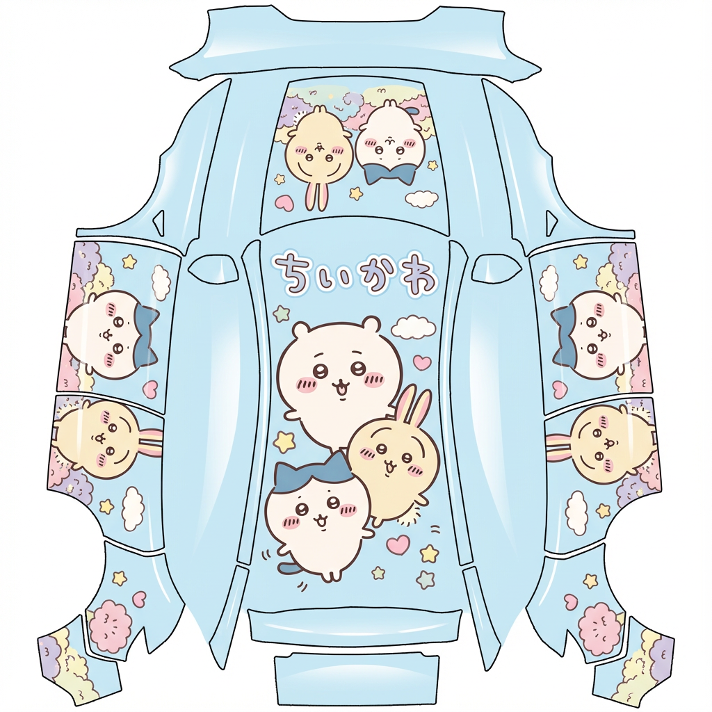 AI Design - chiikawa的痛车，要有审美，越好看越可爱越好，主色调浅