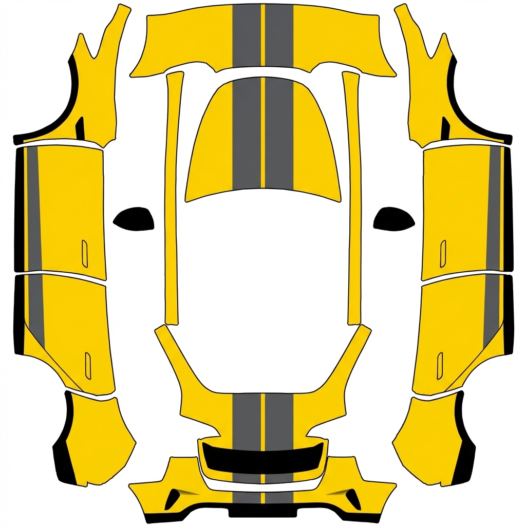 AI Design - 参考这张汽车外观贴图，绘制到Tesla 3D纹理模板图上。