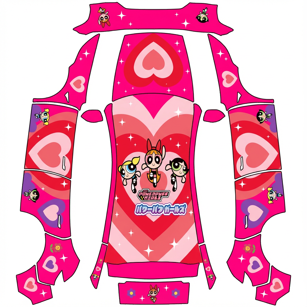 AI Design - 粉色的，可爱的主题，飞天小女警