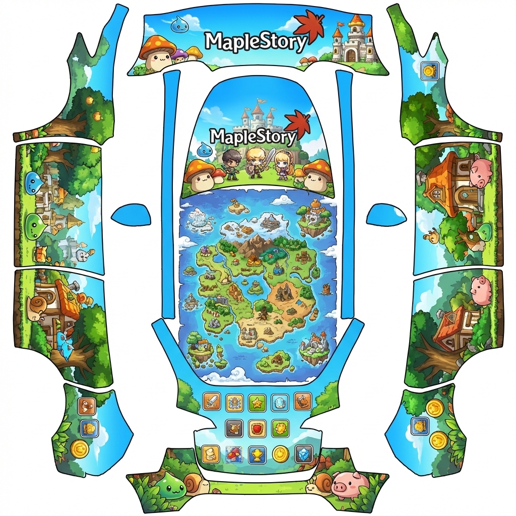 AI Design - 冒险岛游戏主题，中间第二个大矩形框也需要绘制。