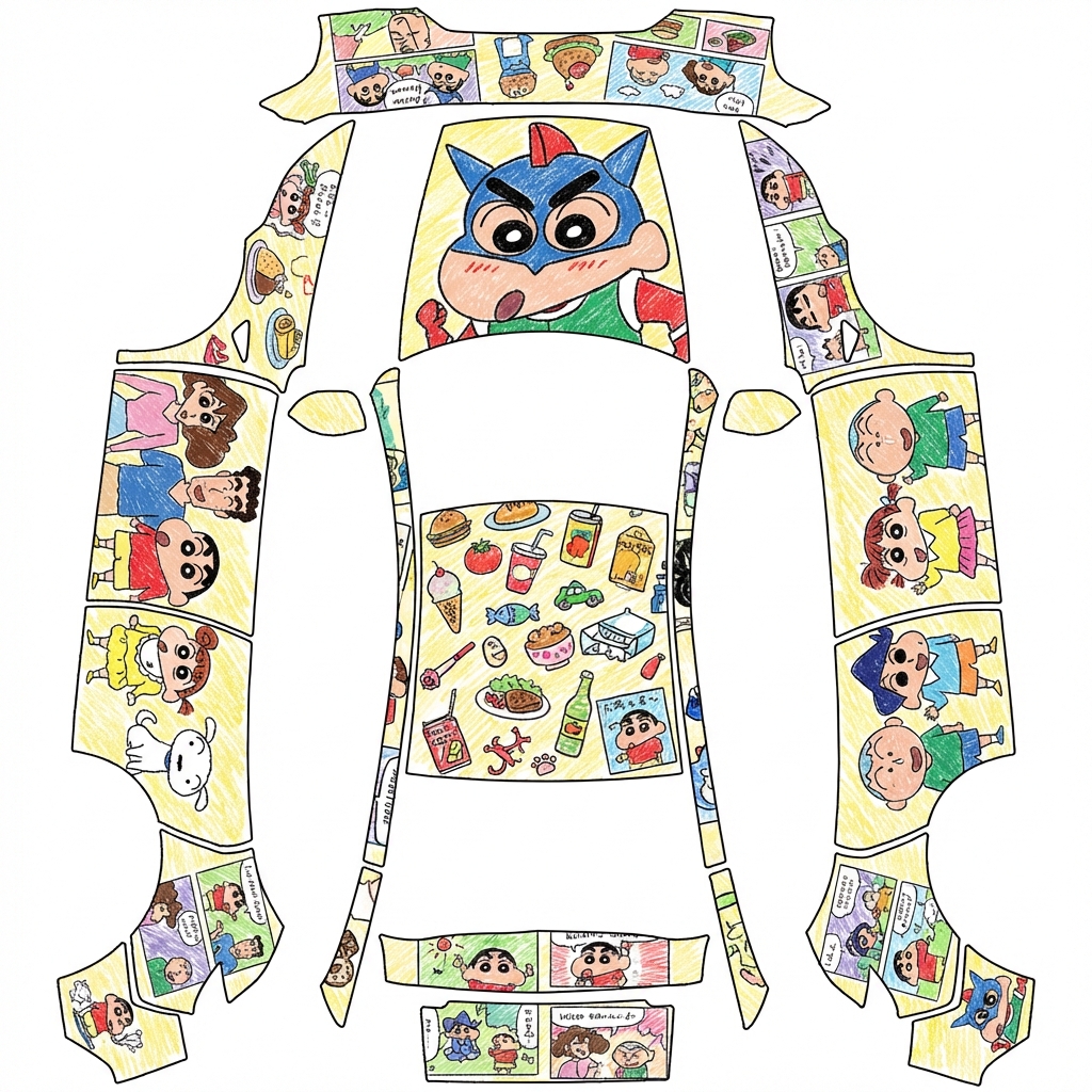 AI Design - 蜡笔小新主题，手绘风格