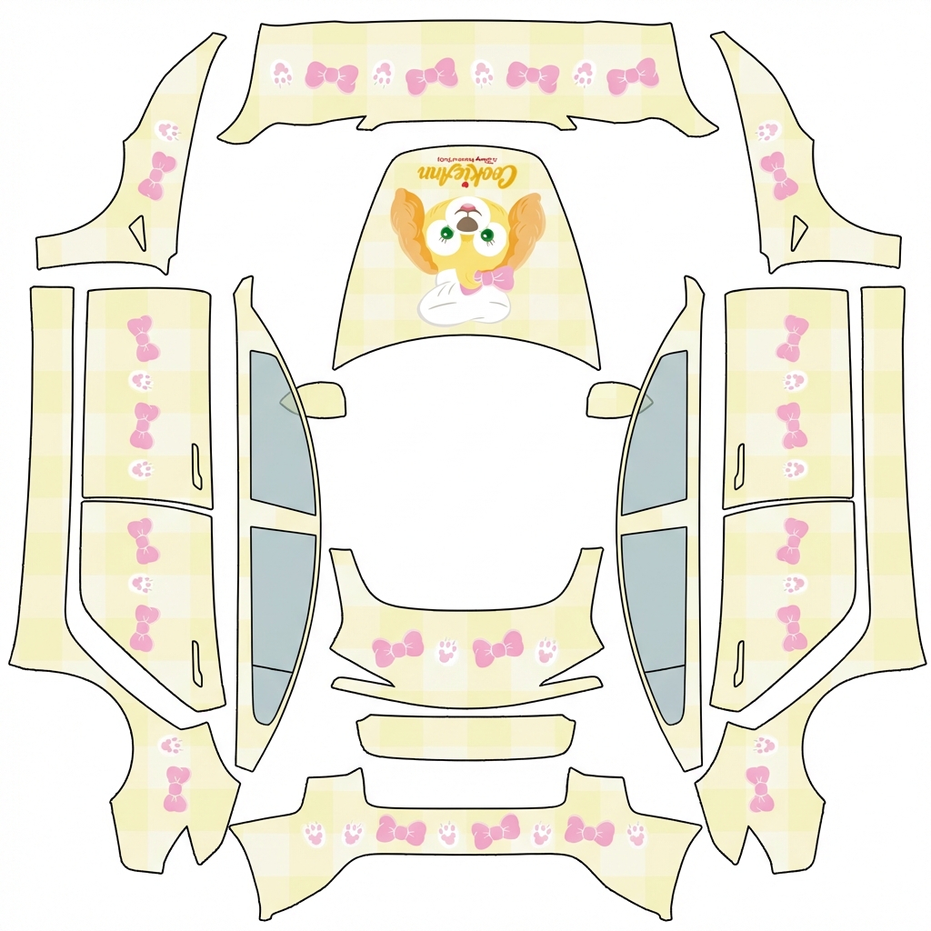 AI Design - 迪士尼可琦安风，主图人物在引擎盖上，引擎盖上的人物图片要冲外