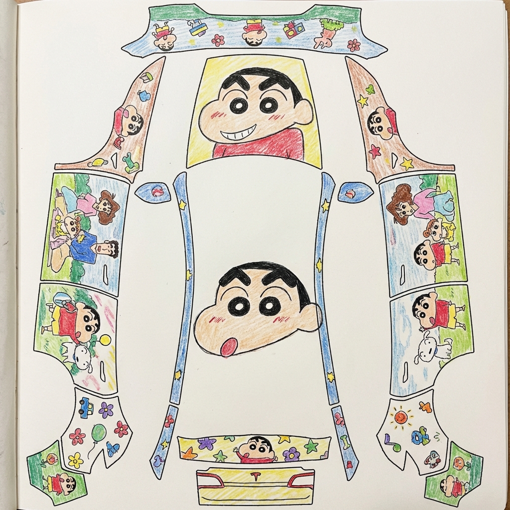 AI Design - 蜡笔小新，手绘风格