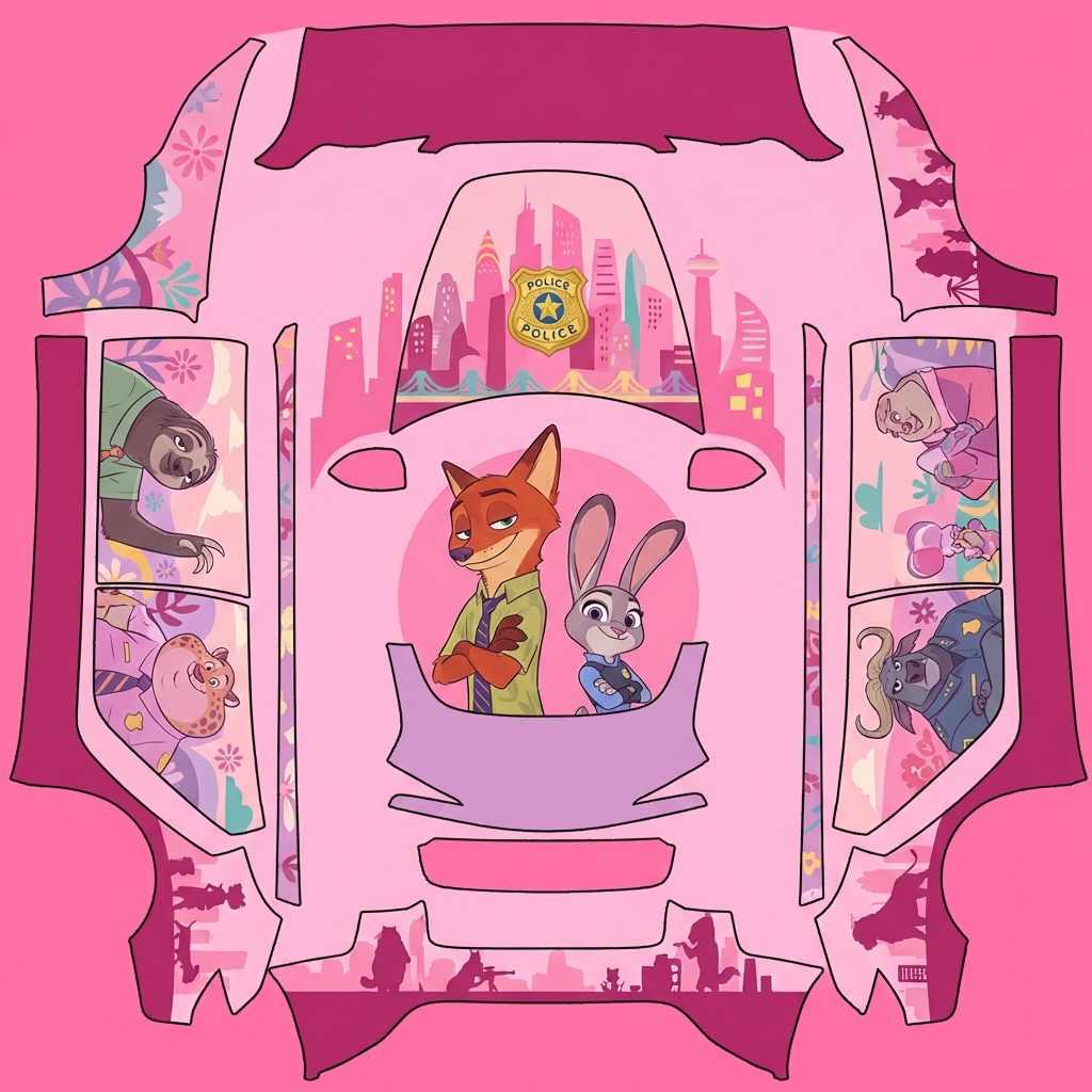 AI Design - 疯狂动物城粉色主题