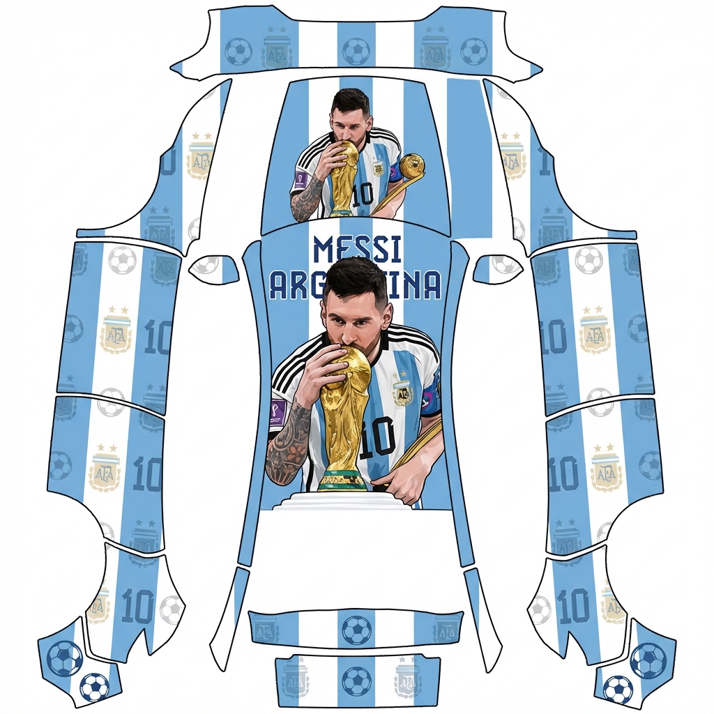 AI Design - 梅西，阿根廷，蓝白配色