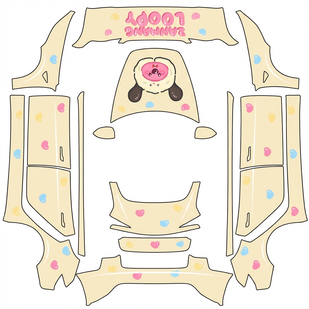 AI Design - 把主图案均匀放在车殷勤盖上，图片方向需要顺时针旋转180度，