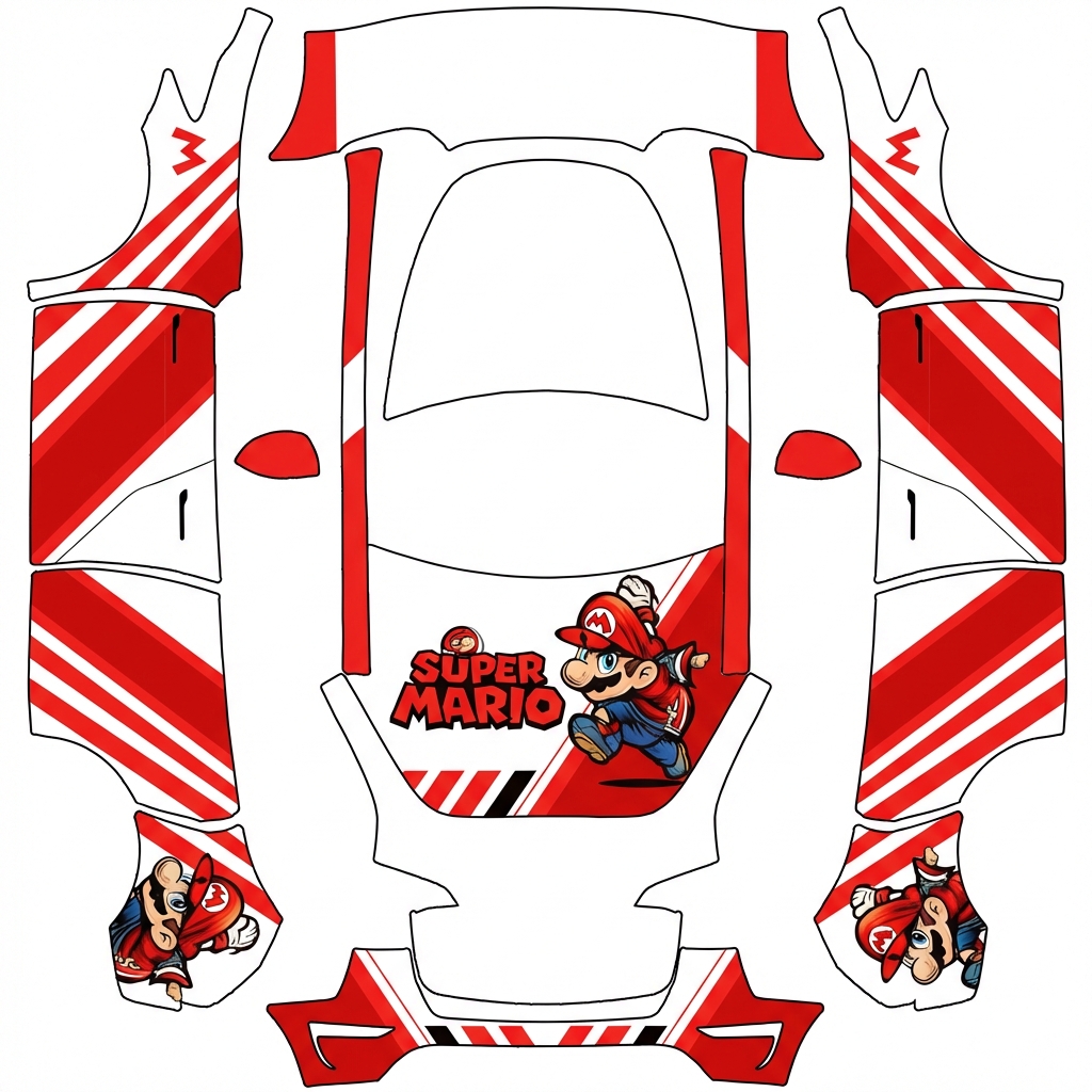 AI Design - 参考这个车贴设计一款马里奥皮肤