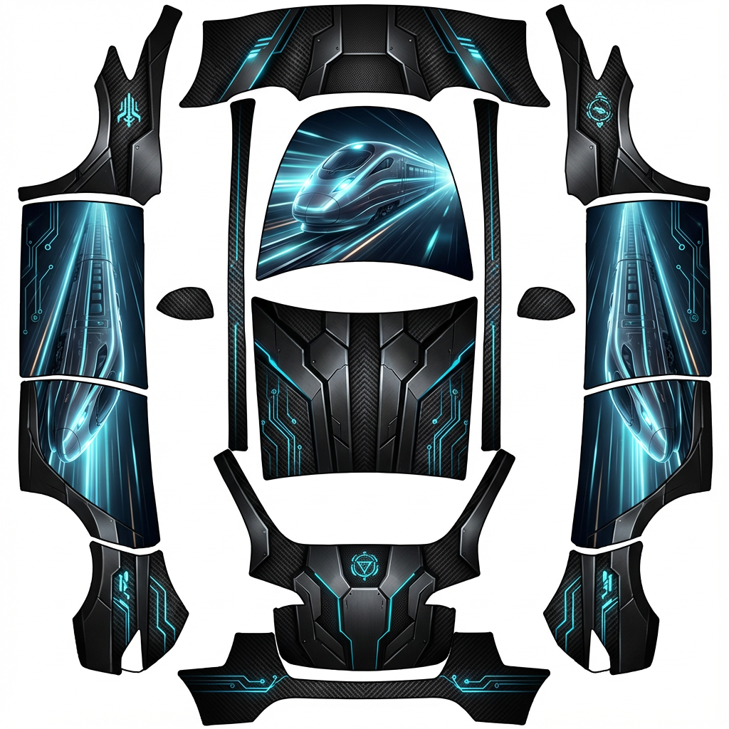 AI Design - 黑武士风格，主体为超级炫酷的动车，未来感，科技十足