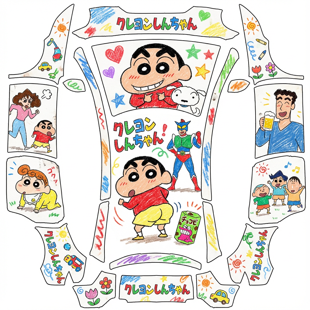 AI Design - 蜡笔小新，手绘风格