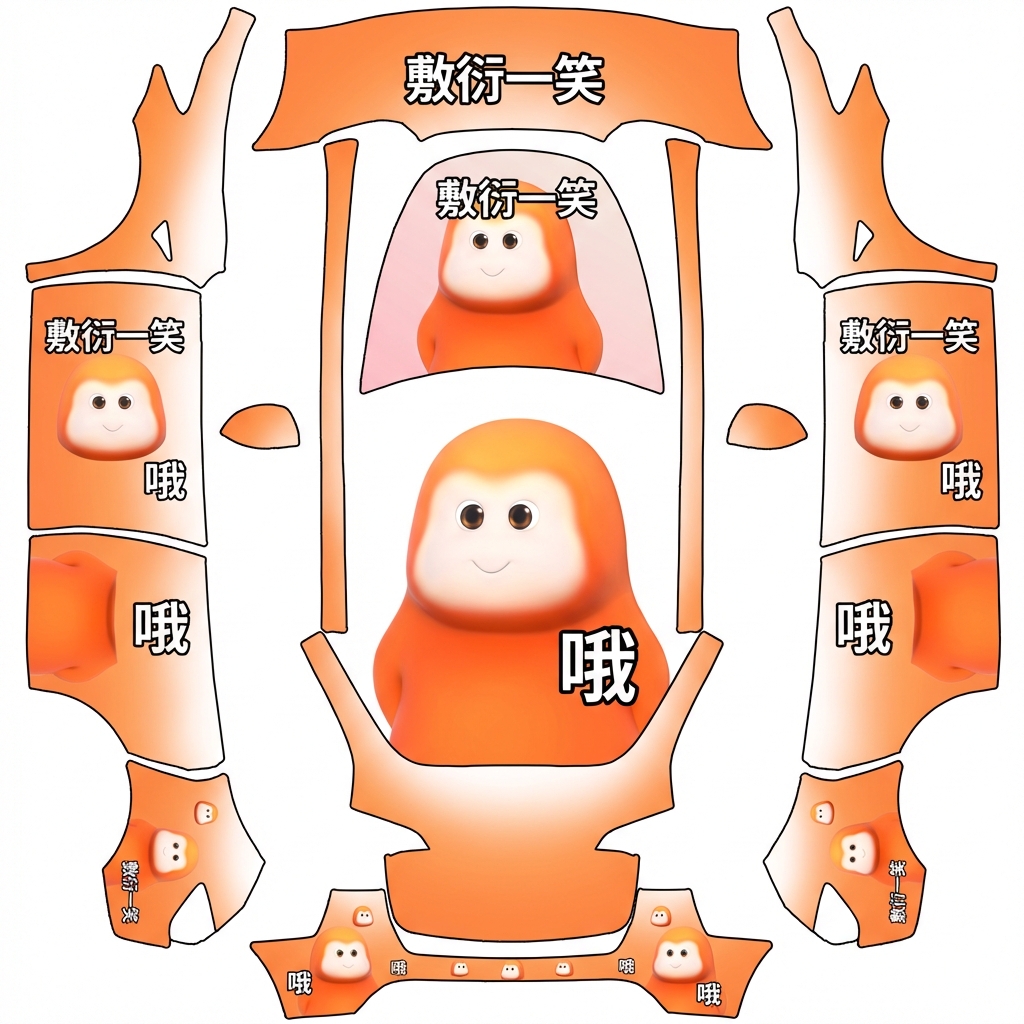 AI Design - 可爱的小福猩表情包主题