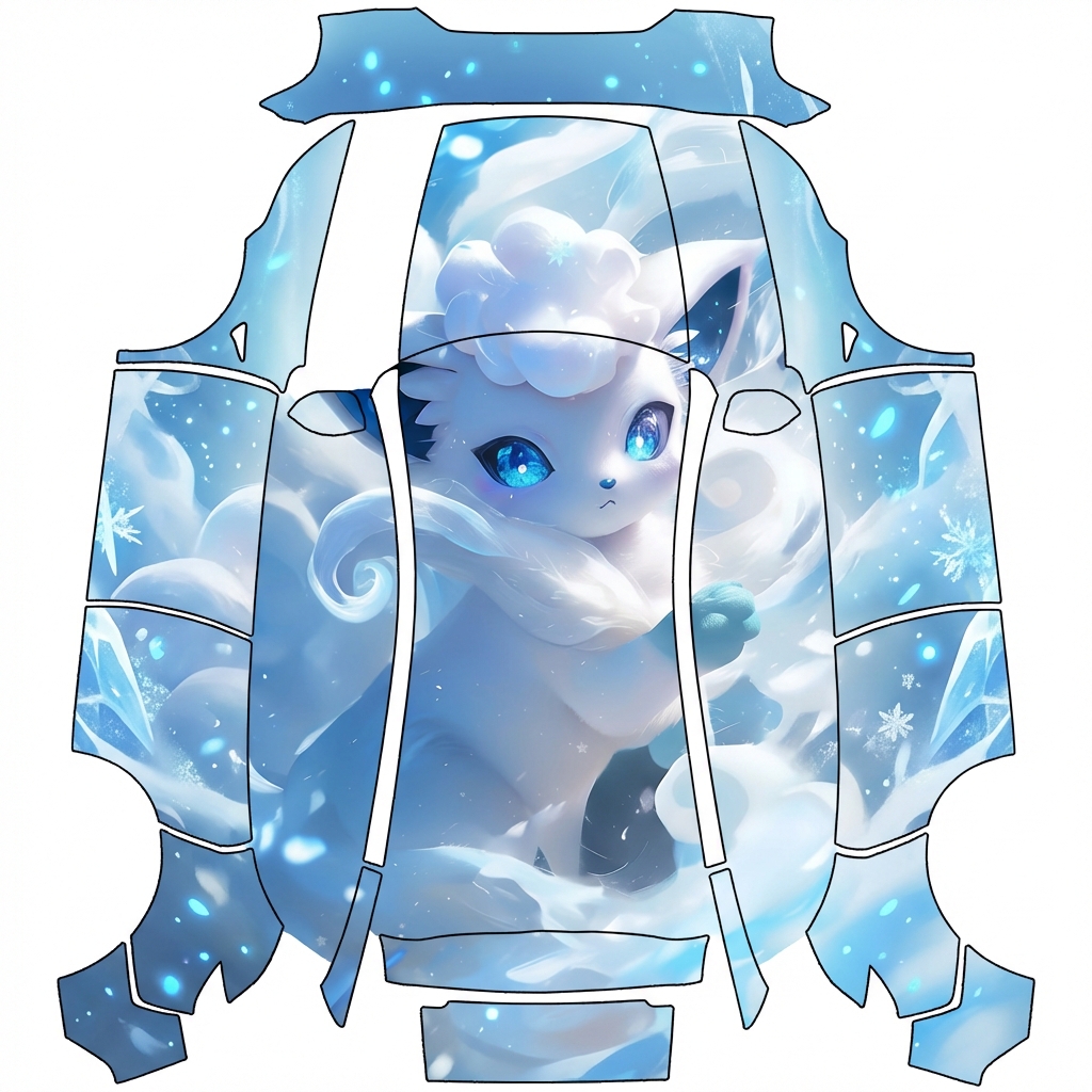 AI Design - 宝可梦角色，阿罗拉六尾，根据这个图生成一组吧